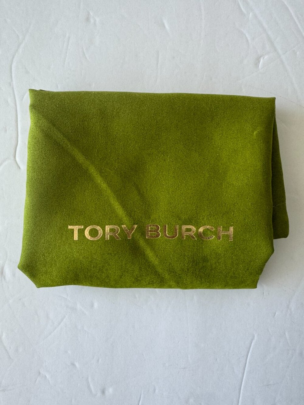 Tory Burch Green Drawstring Dust Bag With Gold Logo Lettering 12" x 14.5"